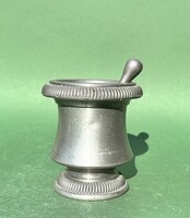 Vintage French Chanill Pewter Spice Mortar with Pestle