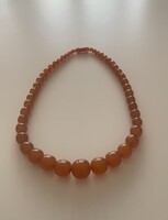 Leárazás! Gyönyörű borostyán gyöngysor nyaklánc nyakék golyós honey amber necklace