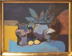 Izsák József (1929 - ) Csendélet c. Képcsarnokos olajfestménye EREDETI GARANCIÁVAL !