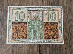 Hungarian 10 Fillér Banknote, Sopron 1919 VG