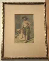 (K) Kassai Nándor (1860-1929-után) : Olasz dudás fiú / 1891