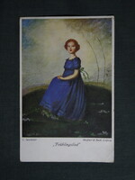 Képeslap,C. Sporleder grafika,művészet,gyerek modell,kislány,1910-
