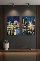City duo I-II. - modern absztrakt városképek, párban [Papp Tünde]