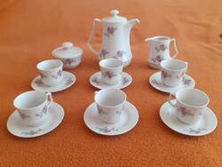Vadonatúj, 6 személyes NDK Ilmenau porcelán kávés készlet (1970-es évek vége)