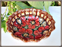 Collector's! Krystyna Dojku, Bolesławiec UNIKAT, Red Garden Porcelain Plate