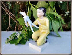 Rare Drasche porcelain, girl with clown figurine, sculpture