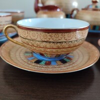 Antik/Vintage Japán tojáshéj porcelán teáskészlet – 15 részes, kézzel festett ritkaság