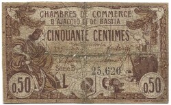 50 centim centimes 1915-20 Aleccio és Bastia Franciaország