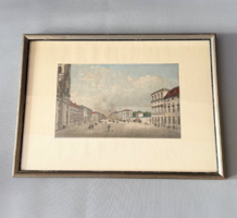Rare 19th-century München cityscape (Ludwigstraße) – colored steel engraving, unopened american frame
