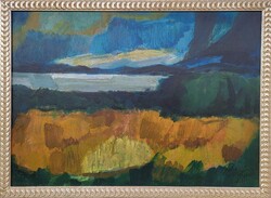 .Bujda László (1927 - ) Tájkép Vízpart c. Képcsarnokos festménye EREDETI GARANCIÁVAL !