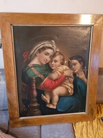 OLAJ FESTMÉNY, szakrális, Madonna, Rafaello, másolat, Lukács G