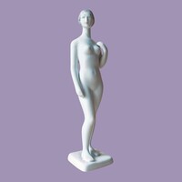Hollóházi porcelán női akt figura – art deco stílusú, ritkább darab