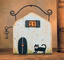 Ciluska hazaért/fali dekoráció, ajándéktárgy, cica, gyerekszoba, macska