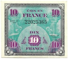 10 frank francs 1944 Franciaország katonai military 3. aUNC