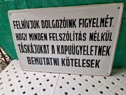 Antik zománcos tábla régi zománc tábla loft fali dekoráció kocsma dekoráció vintage