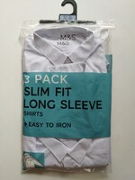 M&S boys' white long-sleeve shirt 3 pcs, original packaging, size 164