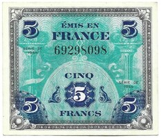 5 frank francs 1944 Franciaország katonai military UNC