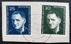 ND593-4pk / NDK 1957 Bertold Brecht bélyegsor pecsételt ( kivágáson )