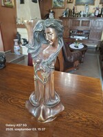 Ritka Bronz váza , Szecessziós díszváza ! Francescó Flora Olasz művész. 42 cm magas !