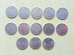 Ausztria 13 db Különböző Érme 10 Groschen 1974-1991