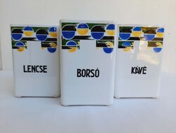 Retro Kispest Gránit 1801 fűszertartó 3db - Bauhaus geometrikus - LENCSE BORSÓ KÁVÉ