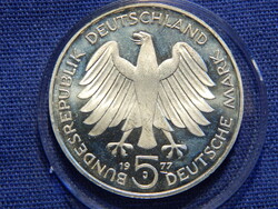 Németország 5 Mark 1977 J 0.6250 ezüst 11,2 g 200. Évforduló - Carl Friedrich Gauss születése