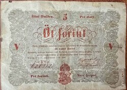 Rare 1848 Kossuth-5 Forint Banknote