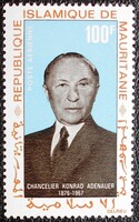 KS1024 / Mauritania 1968 Chancellor Konrad Adenauer stamp, postally pristine