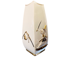 Keleti, szamuráj figurális olasz porcelán váza