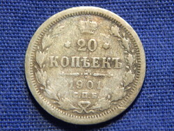 Oroszország 20 Kopejka 1901 II. Miklós 0.500-as ezüst 3,6 g.
