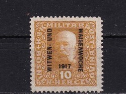 1917 Bosnia Herzegovina 10 Ferenc József Felülnyomott Postatiszta Bélyeg