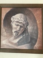 Jézus szobor a Bory-várban - olajfestmény 30x30