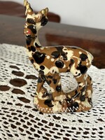 Retro mázas kerámia őzike figura - Izsépy stílus (Mid-Century, kb. 1960)