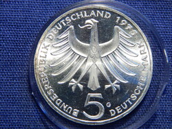 Németország 5 Mark 1975 G 0.6250 ezüst 11,2 g 100. évforduló - Albert Schweitzer születése