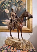 Unique Bronze Cavalry Officer Statue from the Austro-Hungarian Empire