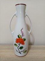 Hollóháza virágmintás nagy váza (36 cm) A magyar porcelánművészet reprezentatív klasszikusa