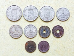 Magyarország 10 db Különböző Érme 10 20 Fillér 1 2 Pengő 1941-1944