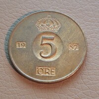 Svédország 5 öre, 1957