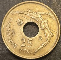 Spain 25 Peseta, 1990. XXV Summer Olympic Games, Barcelona 1992 /Olympic emblem/