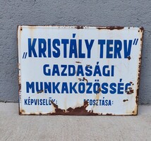 "KRISTÁLY TERV" régi zománctábla