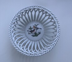 Herendi porcelán áttört, fonott kosárka