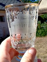 Antik fújt, csiszolt Biedermeier fürdőpohár XlX sz. közepe/vége