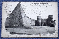 Róma - Cestius-piramis , Szt  Pál kapu - antik képeslap 1901  Ausztriába küldve