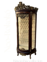 Exclusive Neo-Baroque Style Display Cabinet – Upholstered Back Panel, Interior Lighting