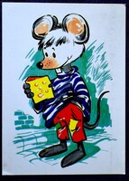 Szegény Egér sajttal  -  képeslap - Állami Gondozott Gyermekekért alapítvány kiadása 1991