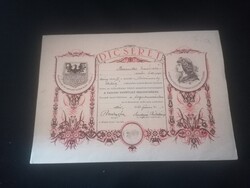 1941.  Dicsérő oklevél ( Erdély címerét és Mátyás királyt ábrázoló grafikával, )