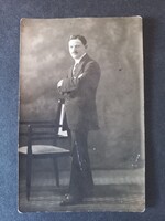 Régi fotó-képeslap Férfi portré  Lembert fotóműterem 1914 Abaúj Szántó-ra cimezve