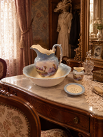 Ritka Antik Porcelán Mosdókészlet – Komplett, 4 részes garnitúra (1800-as évek vége)