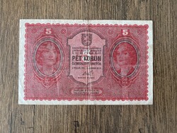 Csehszlovákia 5 Korona 1919 F++