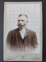 Antik kabinetfotó férfi portré nagybajuszos férfi - Németh Ferencz fényképész